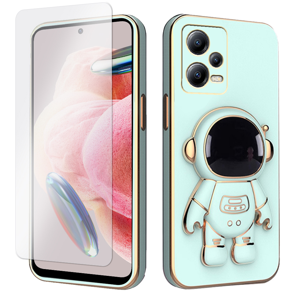 Elektro-schutzhüllenset Für Xiaomi Redmi Note 12 5g / Poco X5 5g, Astronaut, Grün + Glas
