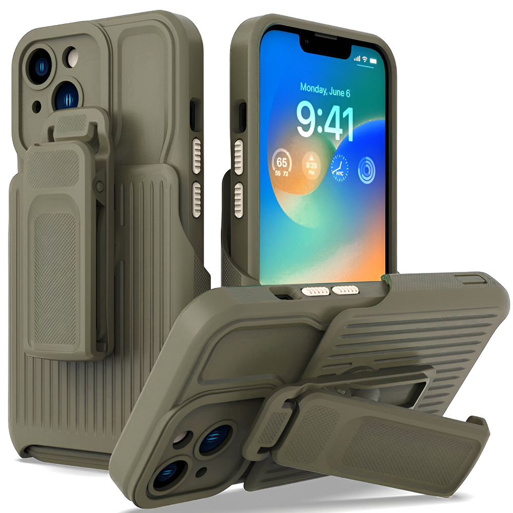 Gürtelclip-schutzhülle Für Iphone 14, Mit Clip, Grün