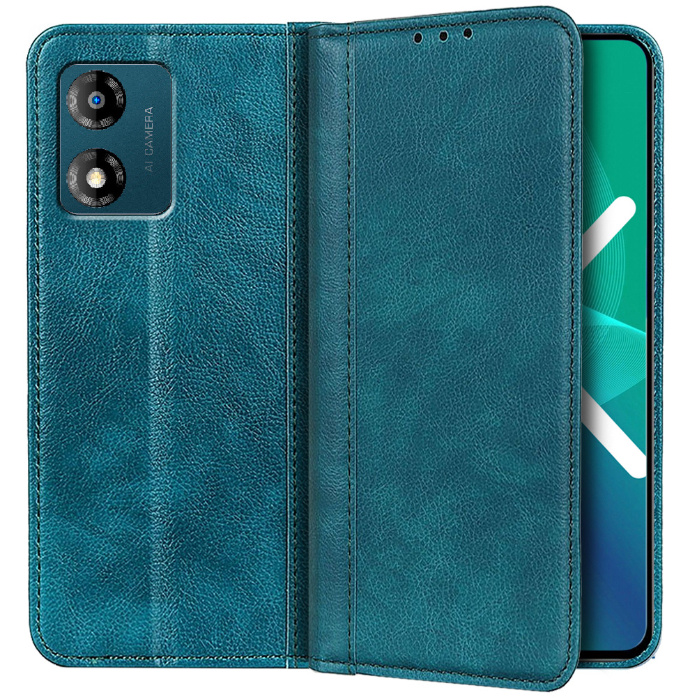 Klapphülle Für Motorola Moto E13, Spaltleder, Grün