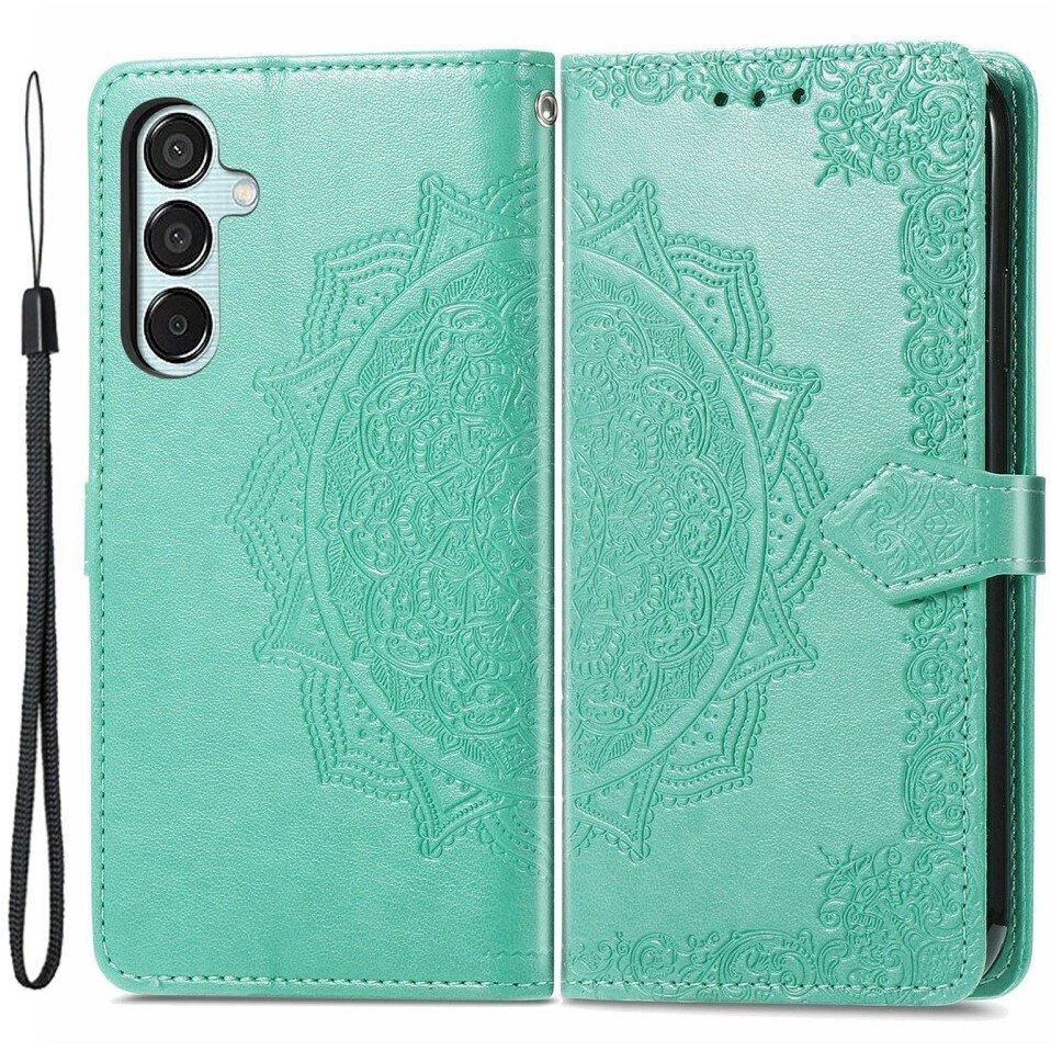 Samsung Galaxy M15 5g Flip Case, Mandala, Grün