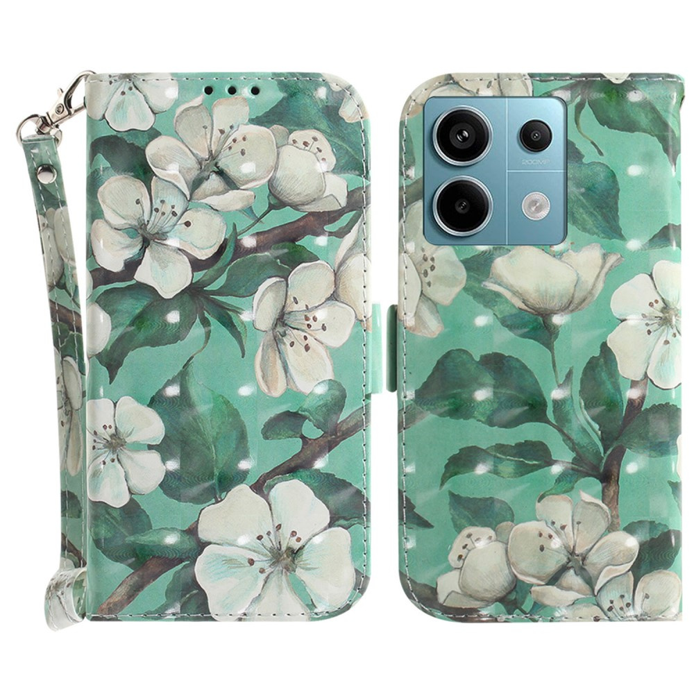 Klapphülle Für Xiaomi Redmi Note 13 Pro 5g, Brieftaschenmotiv, Blumenmuster Grün