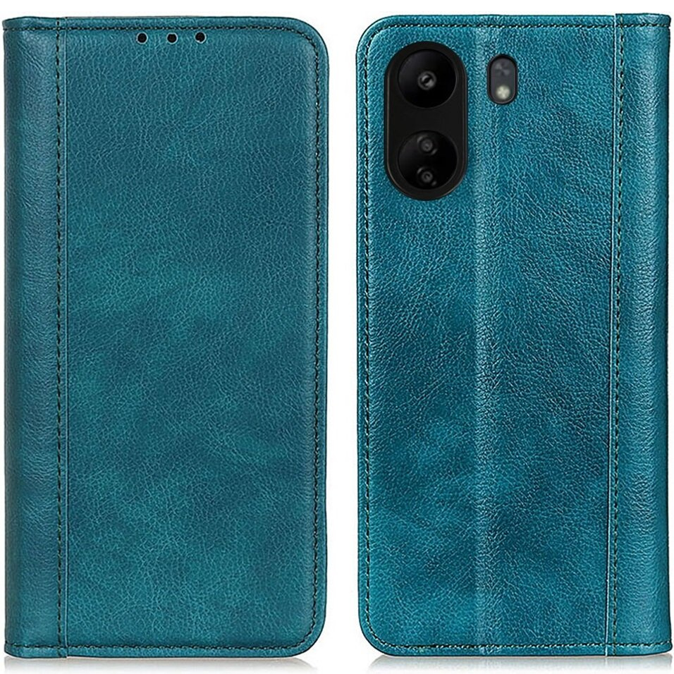 Schutzhülle Für Xiaomi Redmi 13c / Poco C65, Brieftaschenmodell Aus Litschi-leder, Grün