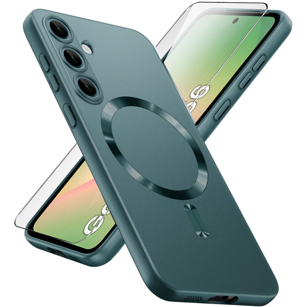 Schutzhülle Für Samsung Galaxy A56 5g, Colormag, Mit Magsafe-funktion, Grün + 9h-schutzglas