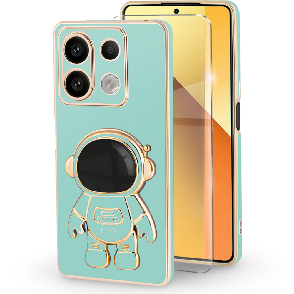 Schutzhülle Für Xiaomi Redmi Note 13 5g, Astronauten-design, Grün + 9h-hartglas