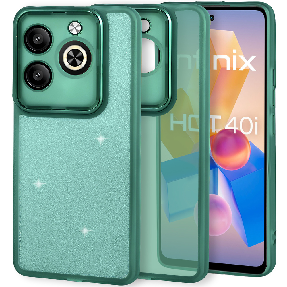 Infinix Hot 40i Hülle, Glitzerpuder, Grün