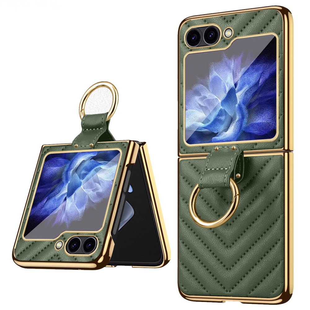 Schutzhülle Für Samsung Galaxy Z Flip7 Fe / Z Flip6, Lederring, Grün