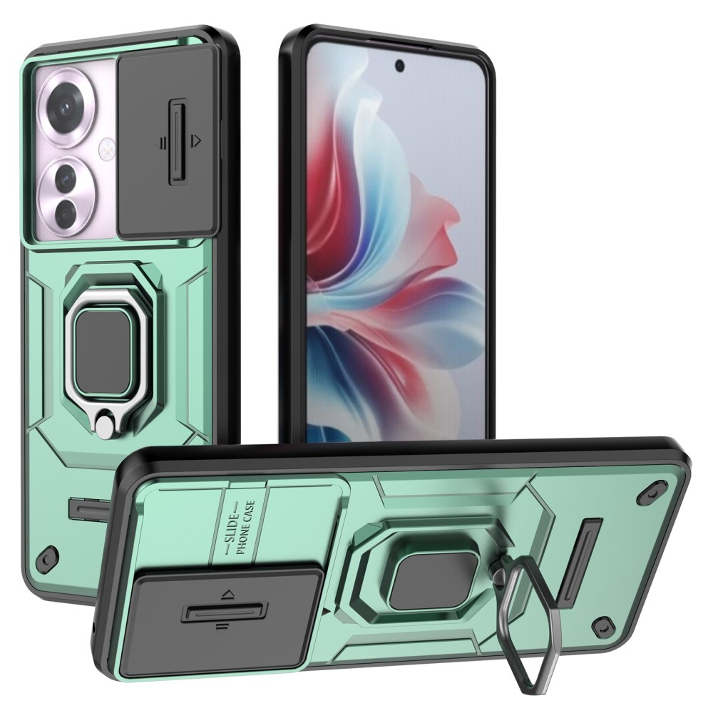 Schutzhülle Für Oppo Reno 11f 5g, Mit Aufklappbarem Kameraobjektiv Und Grün