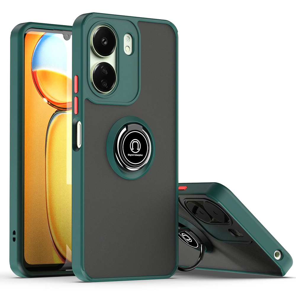 Schutzhülle Für Xiaomi Redmi 13c / Poco C65, Mattierter Ring, Grün