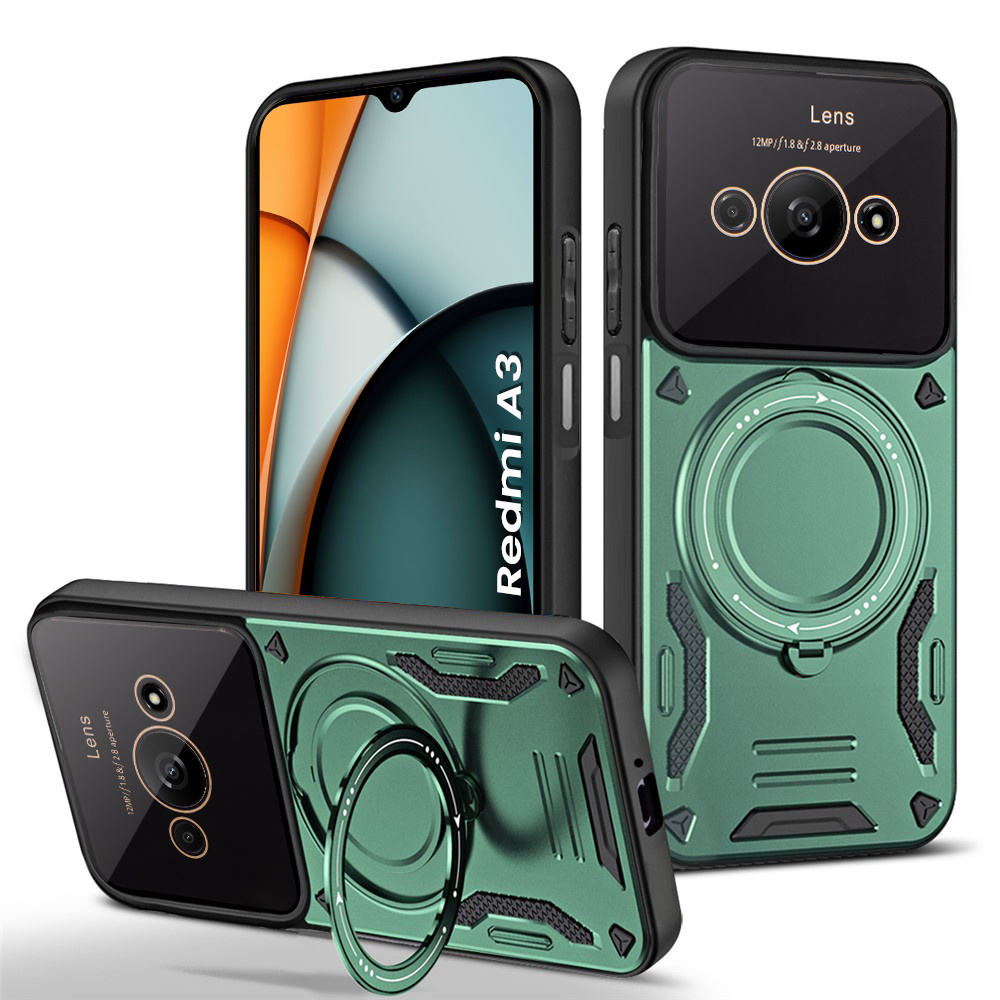 Gepanzerte Schutzhülle Für Xiaomi Redmi A3, Magnetring, Grün