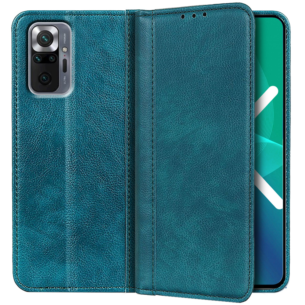 Schutzhülle Für Xiaomi Redmi Note 10 Pro, Brieftaschenmodell Aus Litschi-leder, Grün