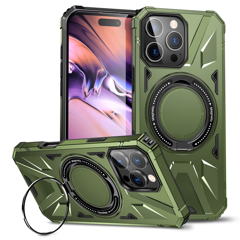 Iphone 16 Pro Max Hülle, Mit Integriertem Ständer Und Halterungsplatte, Grün