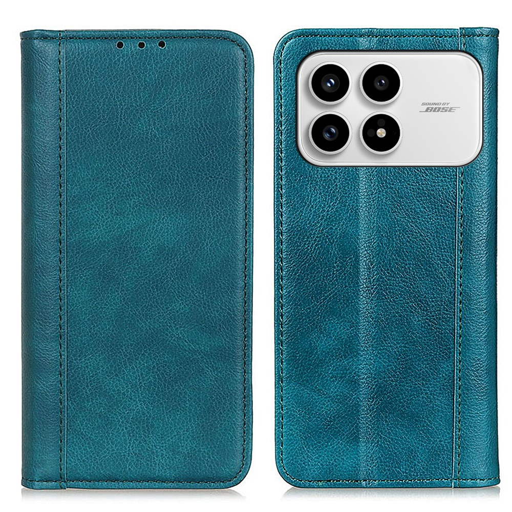 Flip-case Für Xiaomi Poco F8 Pro, Spaltleder, Grün