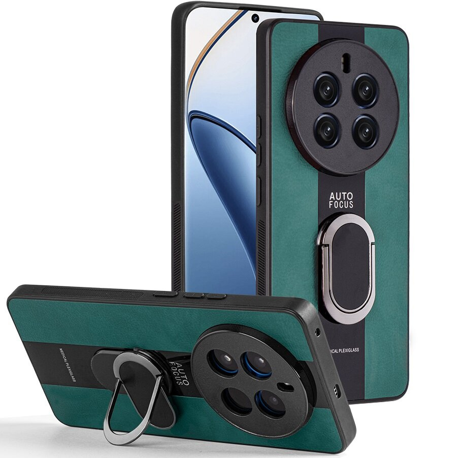 Realme 12 Pro 5g / 12 Pro+ 5g Hülle, Leder-ständerring, Grün