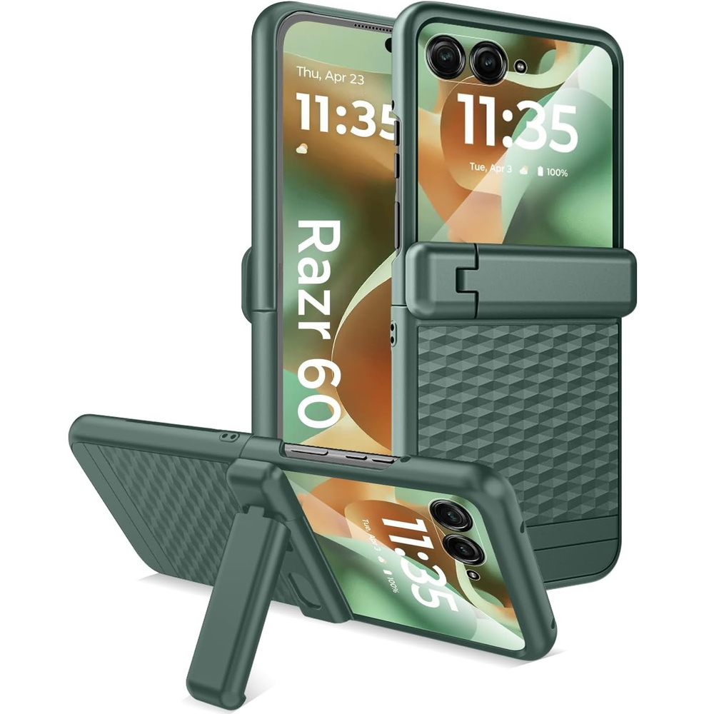 Schutzhülle Für Motorola Razr 70 Ultra / 60 Ultra, Pc-schutzhülle Mit Ständer, Mit Glas, Grün