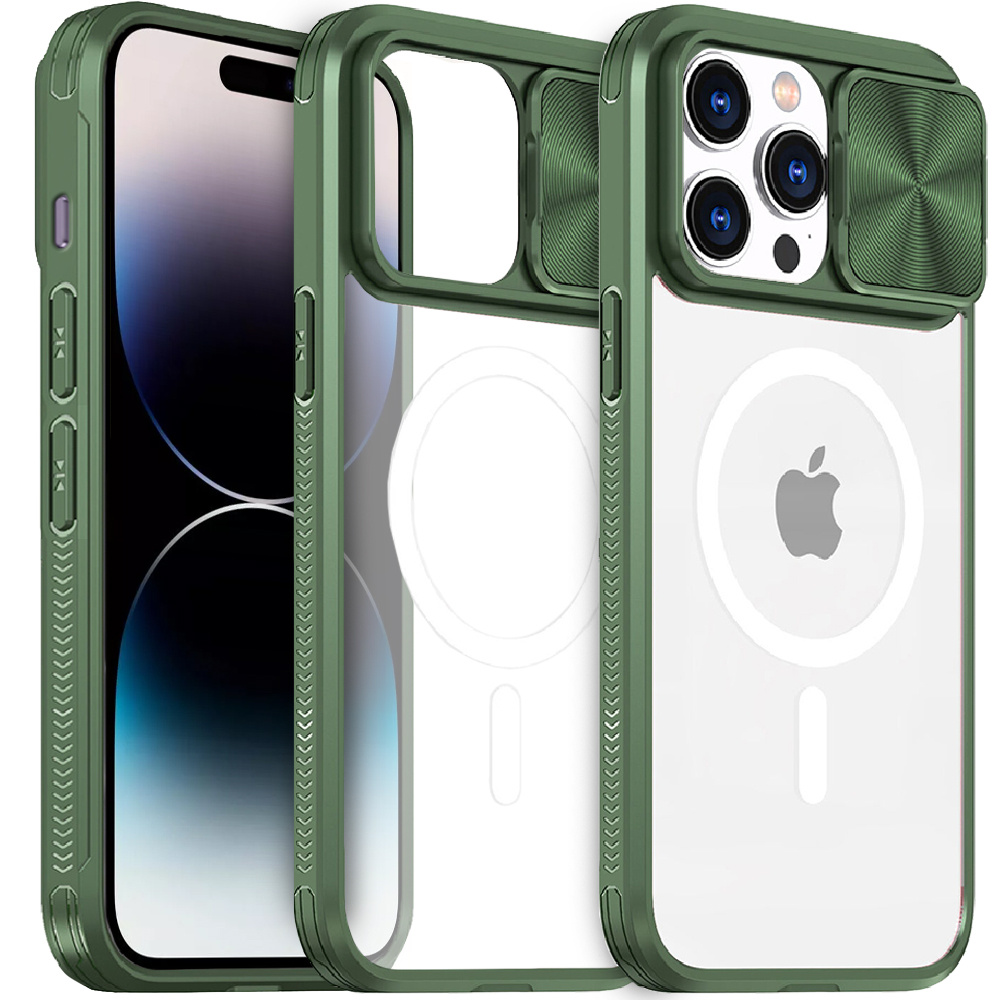 Iphone 14 Pro Max Hülle, Schiebekamera Magsafe, Grün