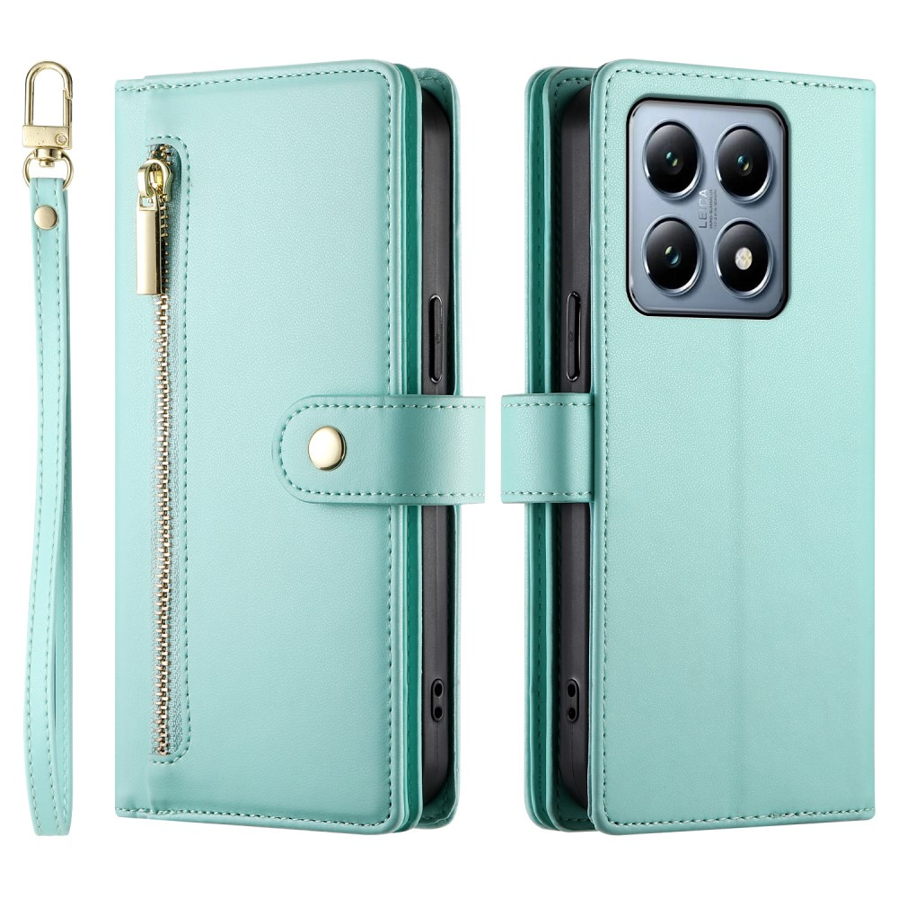 Flip-case Für Xiaomi 14t Pro, Mit Reißverschlussfach, Grün