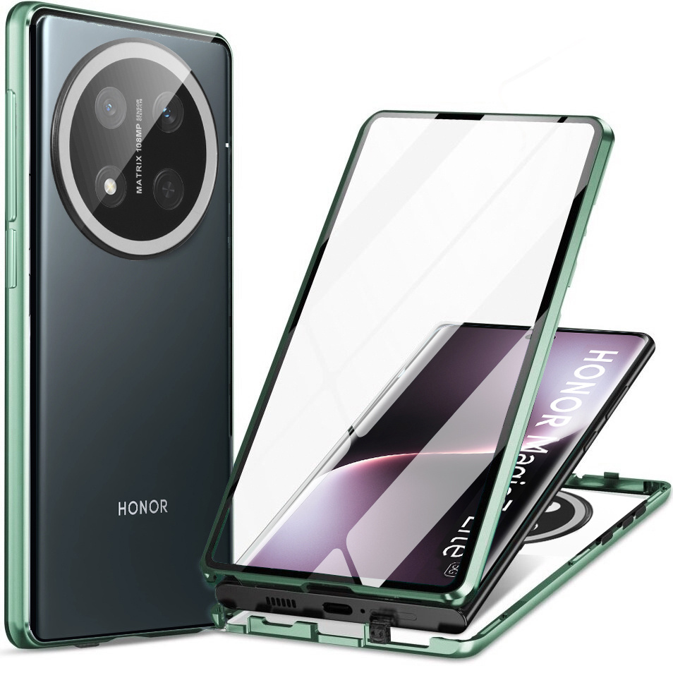 Honor Magic 7 Lite Hülle, Magnetisches Doppelglas, Grün