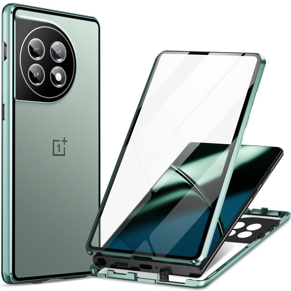 Schutzhülle Für Oneplus 11 5g, Magnetisches Dualglas, Grün