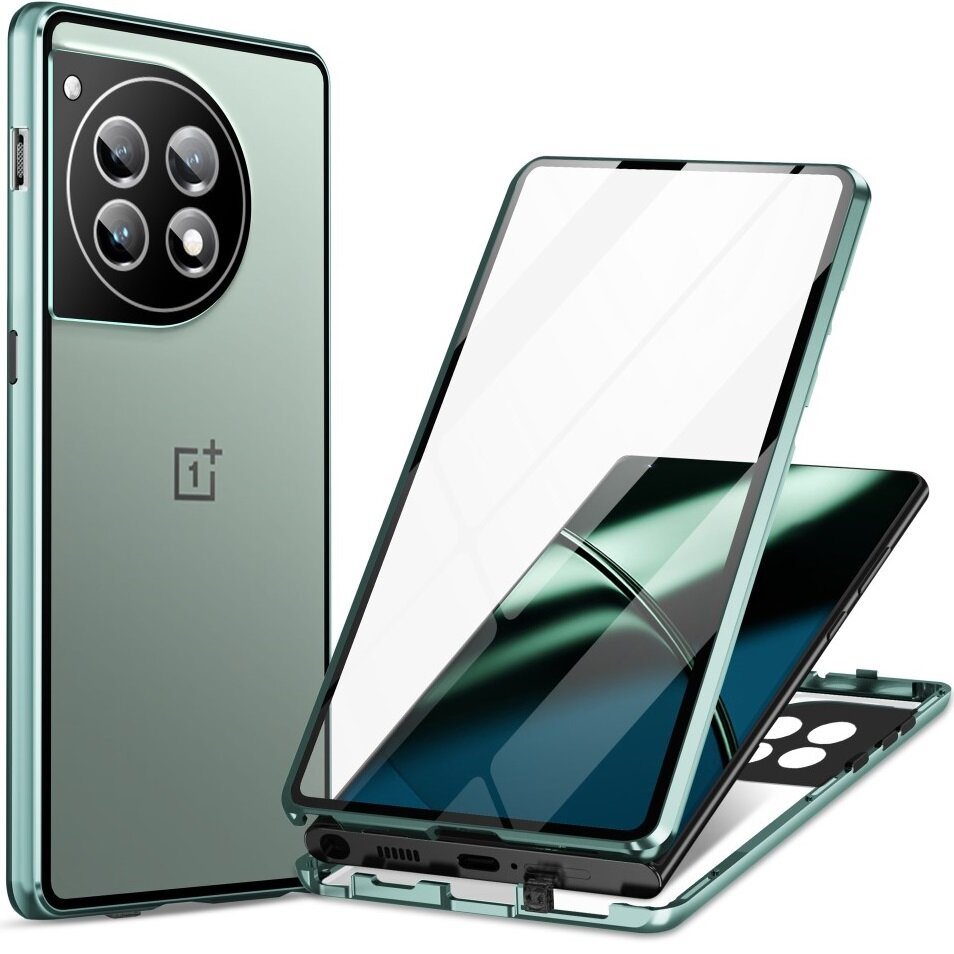 Schutzhülle Für Oneplus 12 5g, Magnetisches Dualglas, Grün