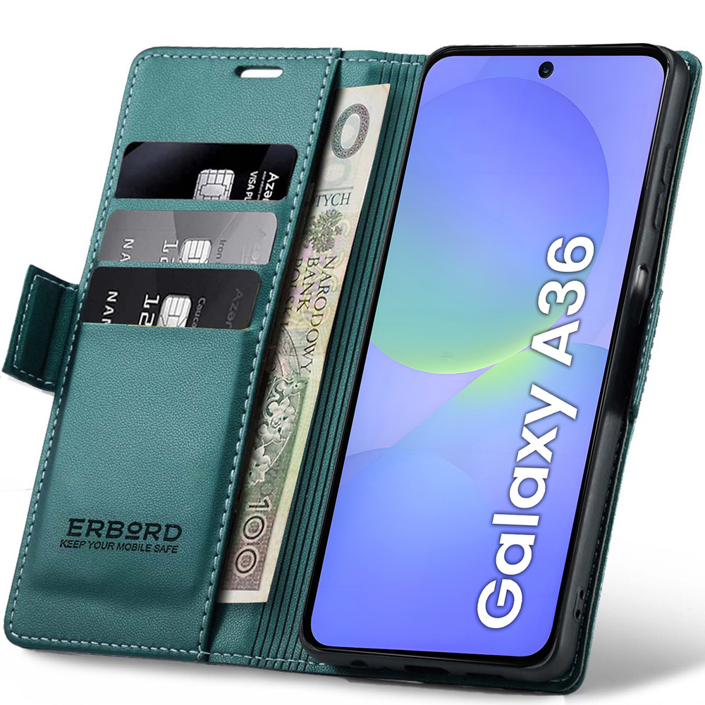 Samsung Galaxy A36 5g Hülle, Glänzende Litschi-klapphülle, Grün