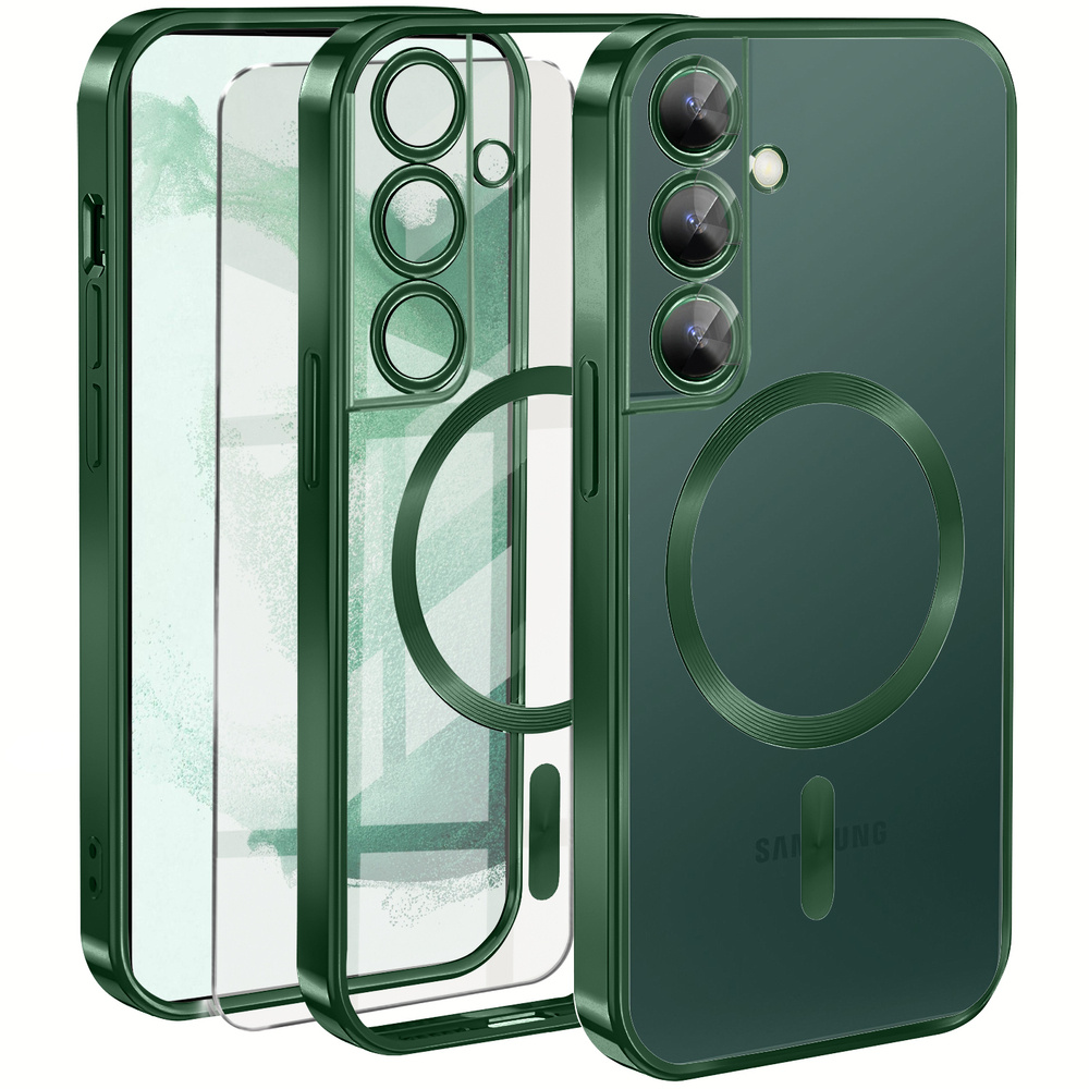 Schutzhülle Für Samsung Galaxy S22, Electro Magsafe, Grün + Displayschutzfolie Aus Glas
