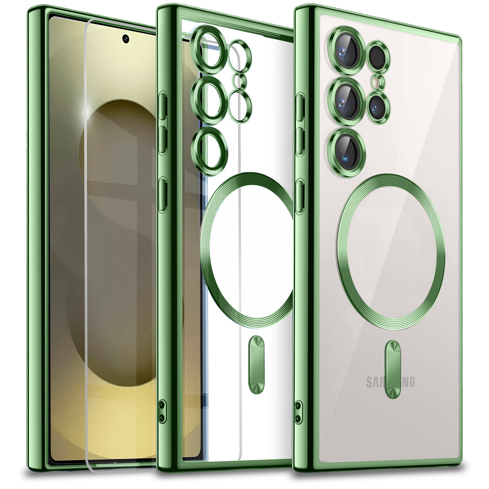 Schutzhülle Für Samsung Galaxy S25 Ultra, Electro Magsafe, Grün + Displayschutzfolie Aus Glas