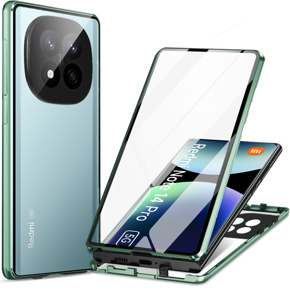 Schutzhülle Für Xiaomi Redmi Note 14 Pro 5g / Xiaomi Poco X7 5g, Magnetisches Dualglas, Grün