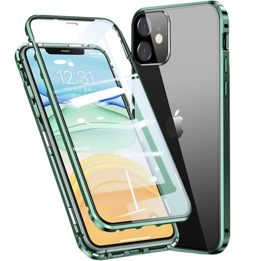 Iphone 11 Hülle, Magnetisches Doppelglas, Grün