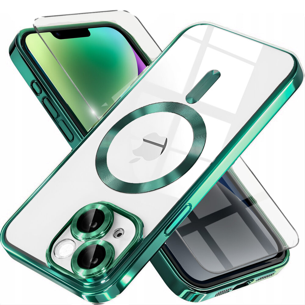 Iphone 14 Hülle, Electro Magsafe, Grün + Displayschutzfolie