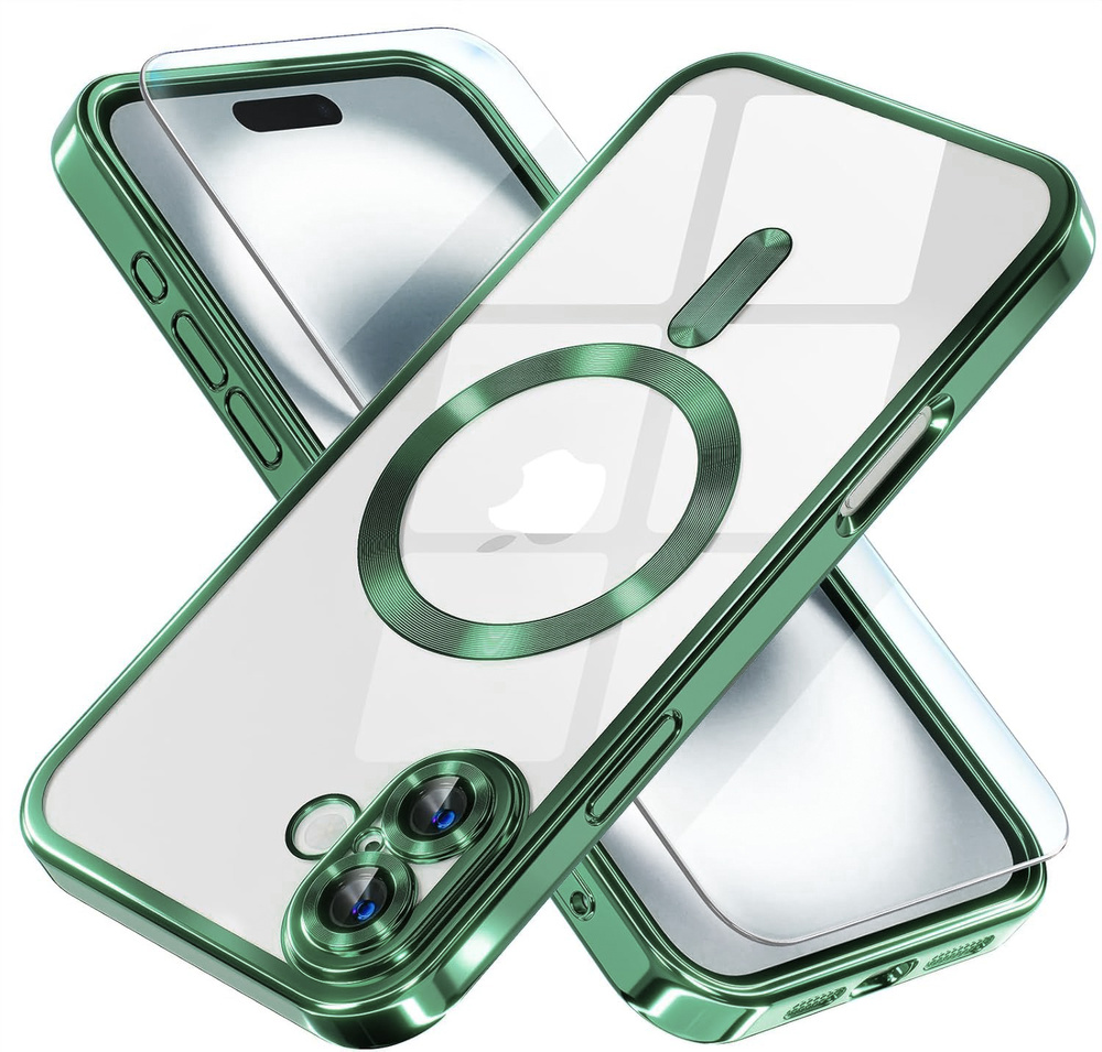 Iphone 16 Plus Hülle, Electro Magsafe, Grün + Displayschutzfolie