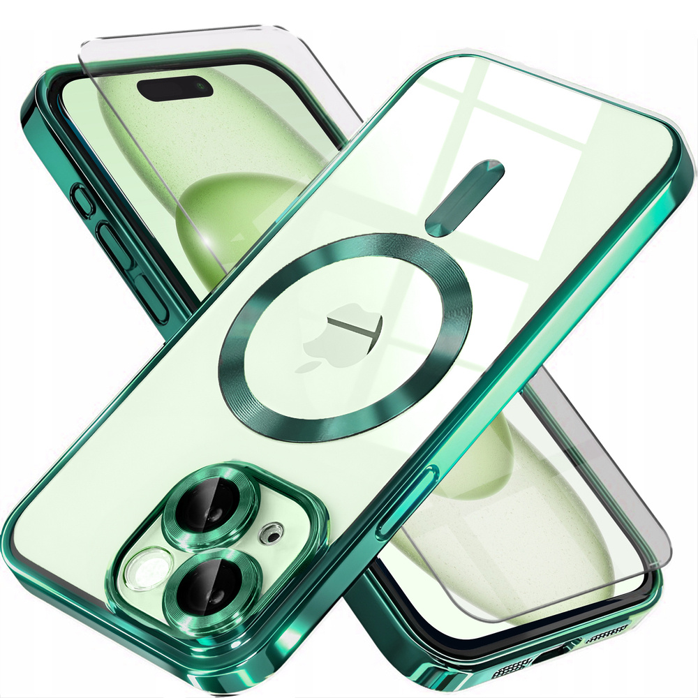 Iphone 15 Hülle, Electro Magsafe, Grün + Displayschutzfolie