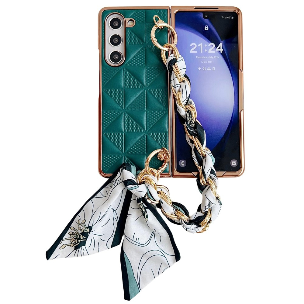 Samsung Galaxy Z Fold6 5g Hülle, Ledergitter, Grün