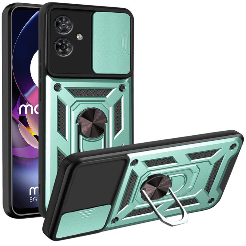 Gepanzerte Schutzhülle Für Motorola Moto G54 5g, Camshield Slide, Grün