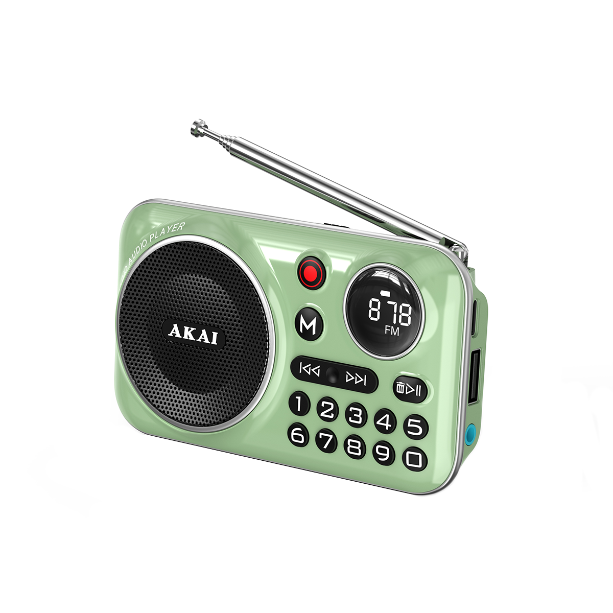 Akai Tragbares Radio Apr-500 2,5 W Rms Bluetooth 5.3 Fm Usb Tf Grün