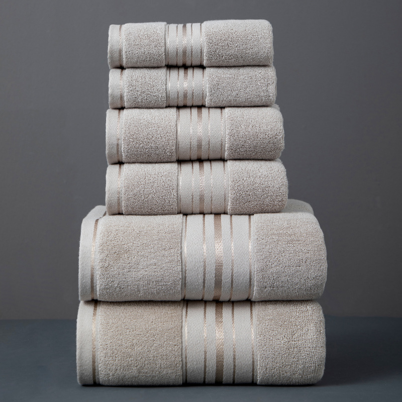 8-teiliges Baumwoll-set Waschlappen Handtuch Badetuch Hellbraun