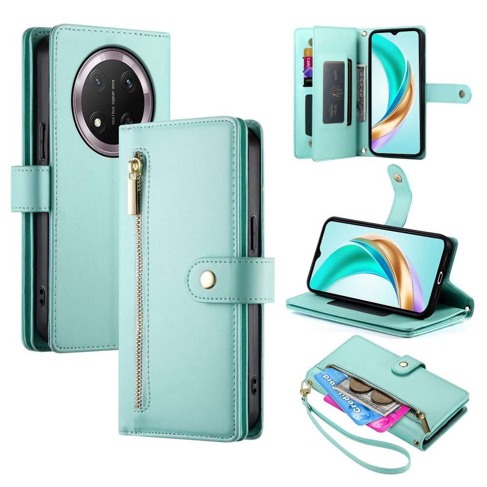 Honor Magic 7 Lite Flip Case, Brieftaschenfach Mit Reißverschluss, Mint