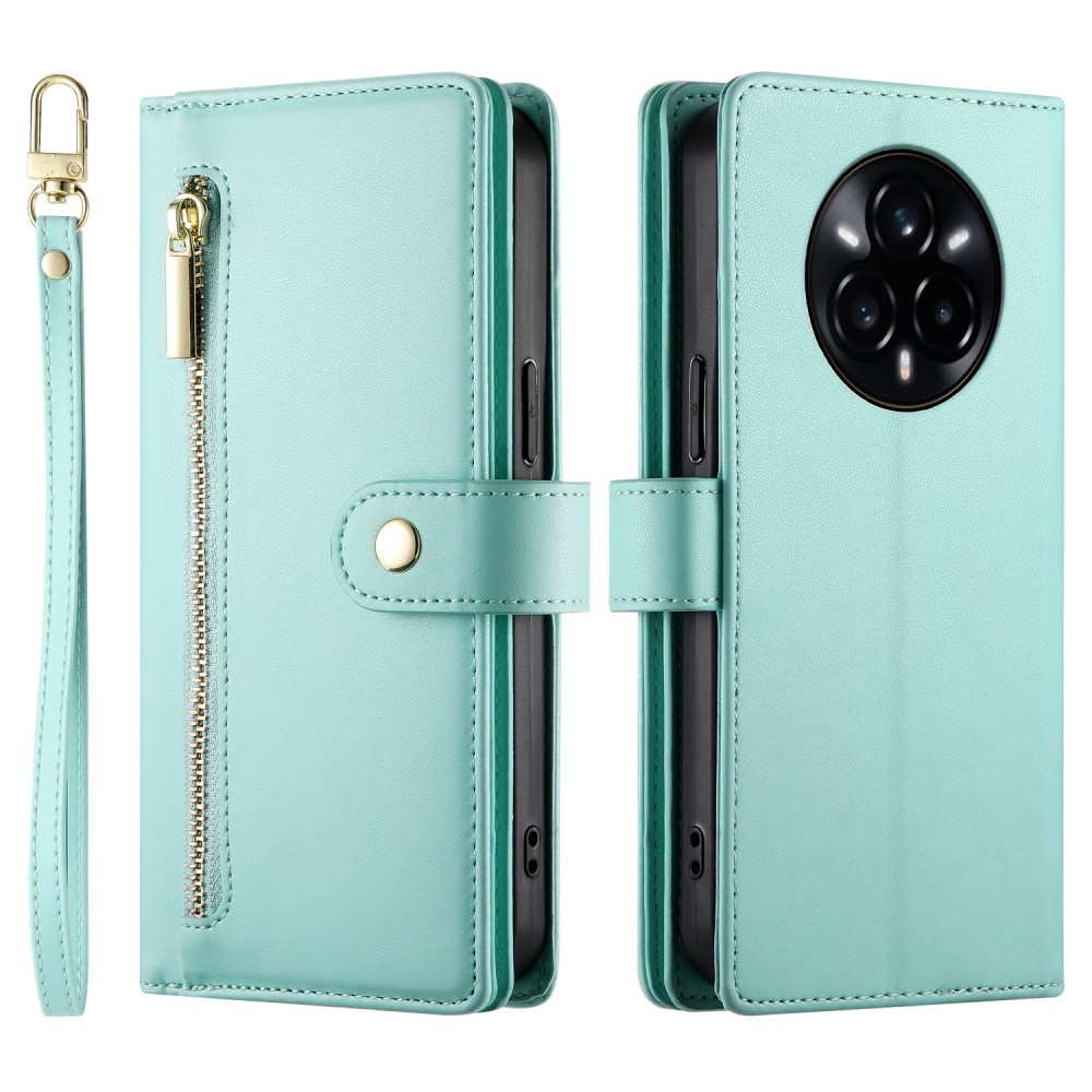 Realme 14 Pro+ 5g Flip Case, Brieftasche Mit Reißverschlussfach, Mint
