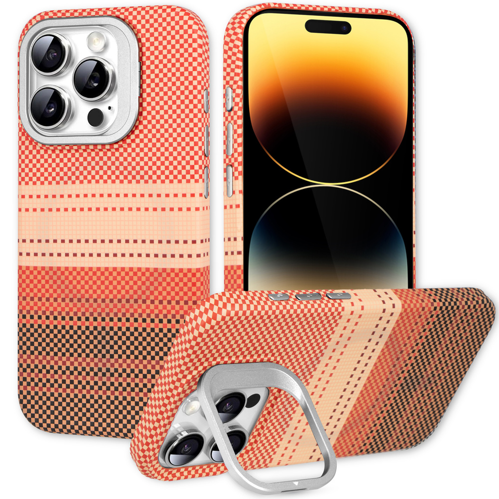 Hülle Für Iphone 14 Pro Max, Mit Integriertem Ständer, Magsafe-anschluss, Sunset Orange