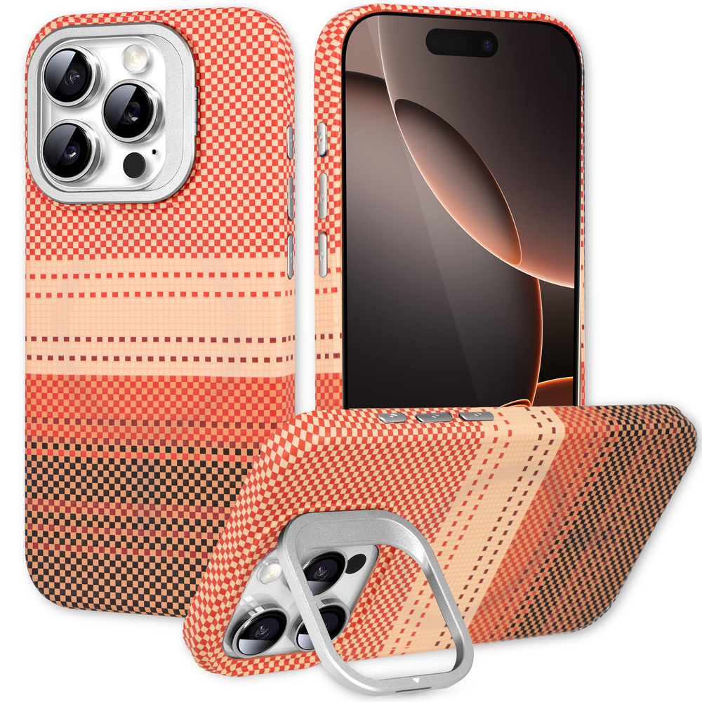 Hülle Für Iphone 16 Pro Max, Mit Integriertem Ständer, Magsafe-anschluss, Sunset Orange