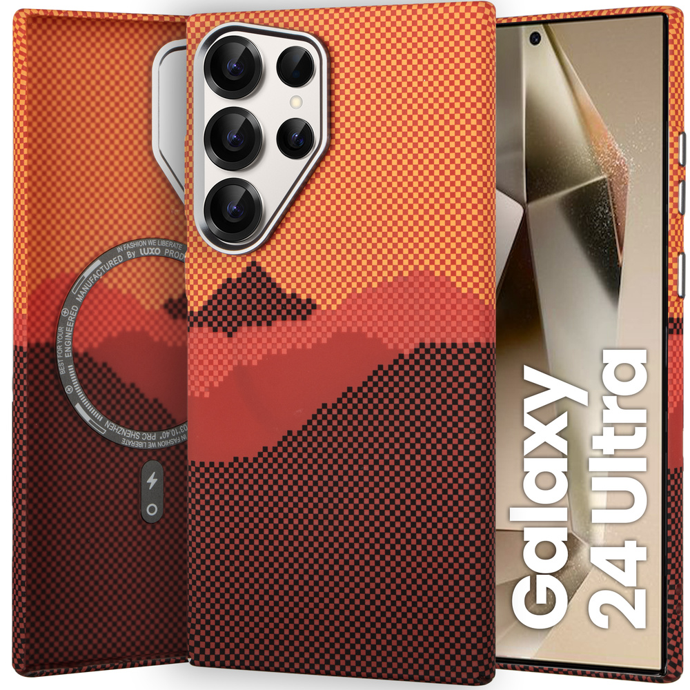 Samsung Galaxy S24 Ultra Hülle, Carbonfaser Magsafe, Orange