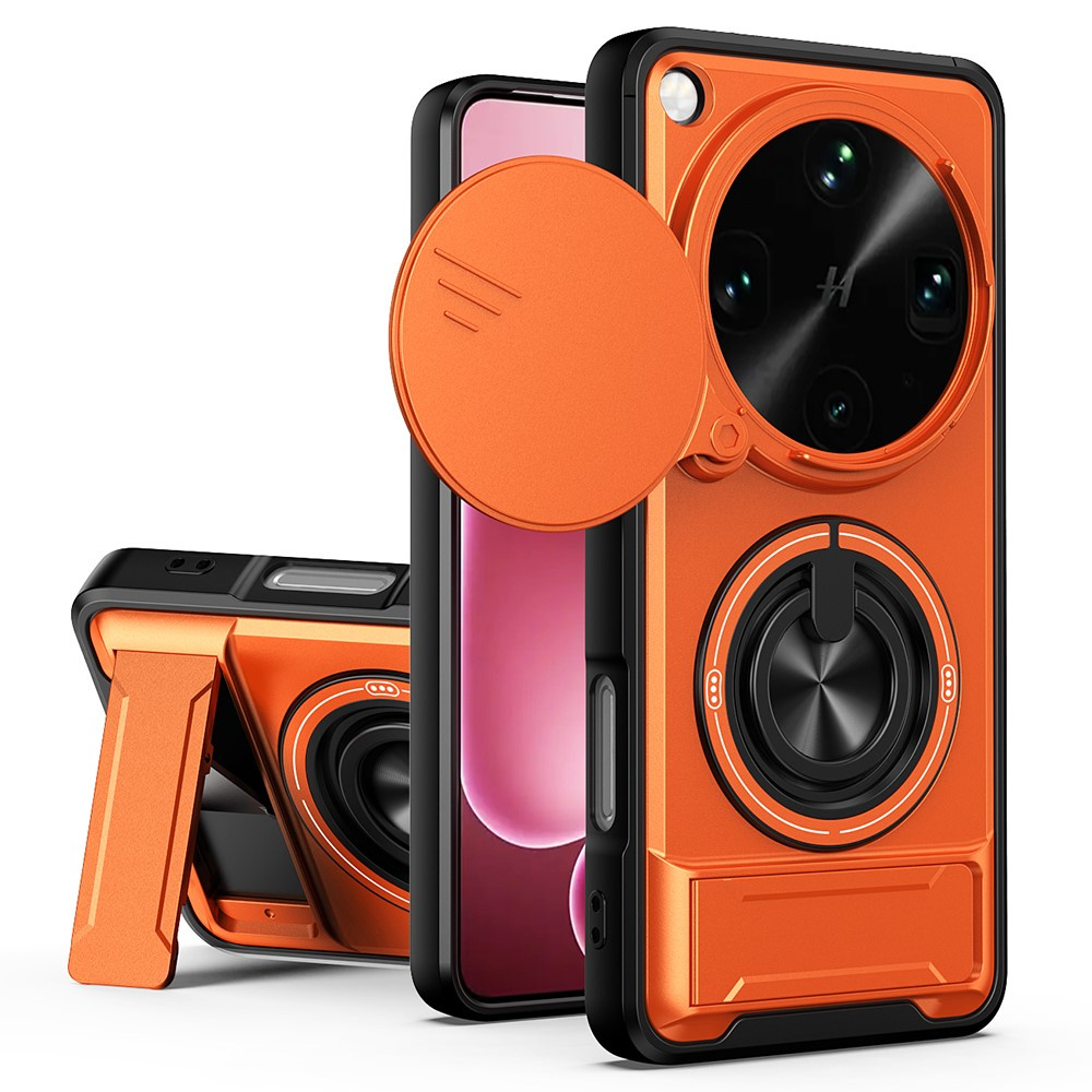 Schutzhülle Mit Panzerung Für Oppo Find X9 Ultra, Ringhalter, Mit Kameraabdeckung, Orange