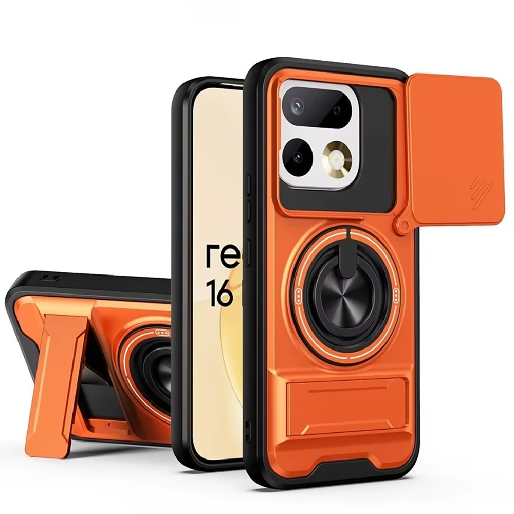 Realme 16 Pro Plus Hülle Mit Ständer Und Kameraabdeckung Für Magsafe, Orange