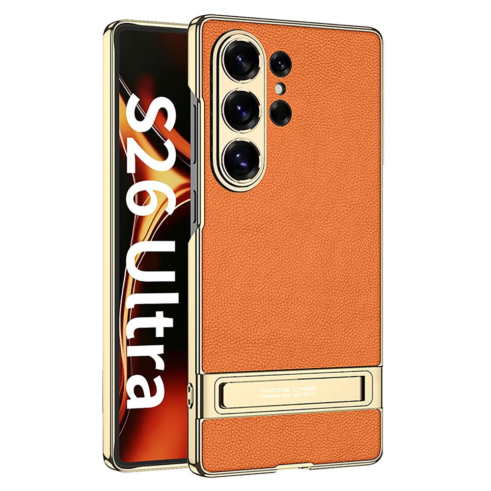 Samsung Galaxy S26 Ultra Hülle, Electro Frame Leder, Mit Ständer, Orange