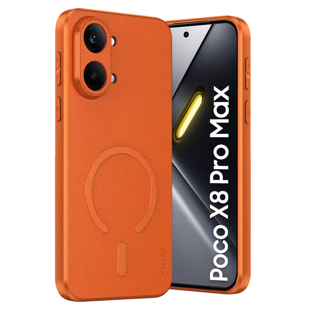 Schutzhülle Für Xiaomi Poco X8 Pro Max, Leder-hybrid, Mit Magsafe-funktion, Orange