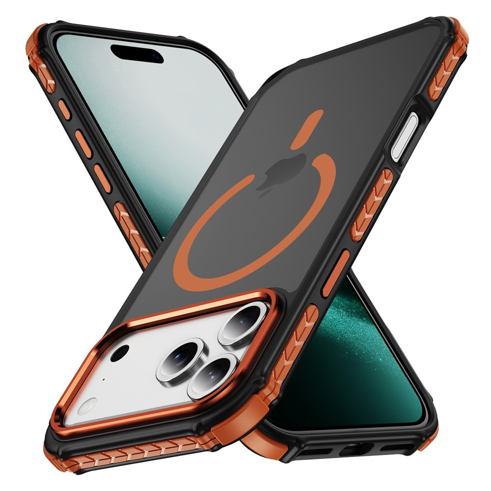 Gepanzerte Schutzhülle Für Iphone 18 Pro / 17 Pro, Matte Hülle, Mit Magsafe-funktion, Matt Mit Orangefarbenem Rahmen