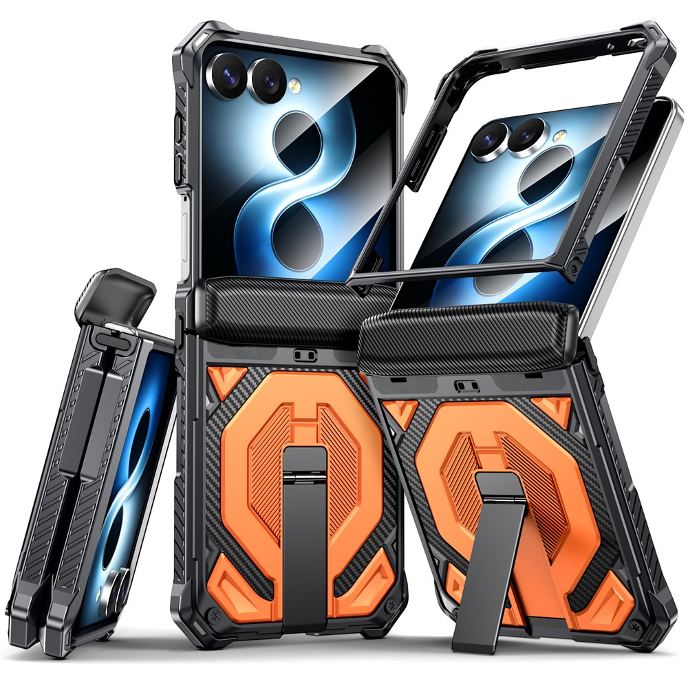Samsung Galaxy Z Flip 8 Schutzhülle Mit Ständer Und Scharnierabdeckung Für Magsafe, Orange