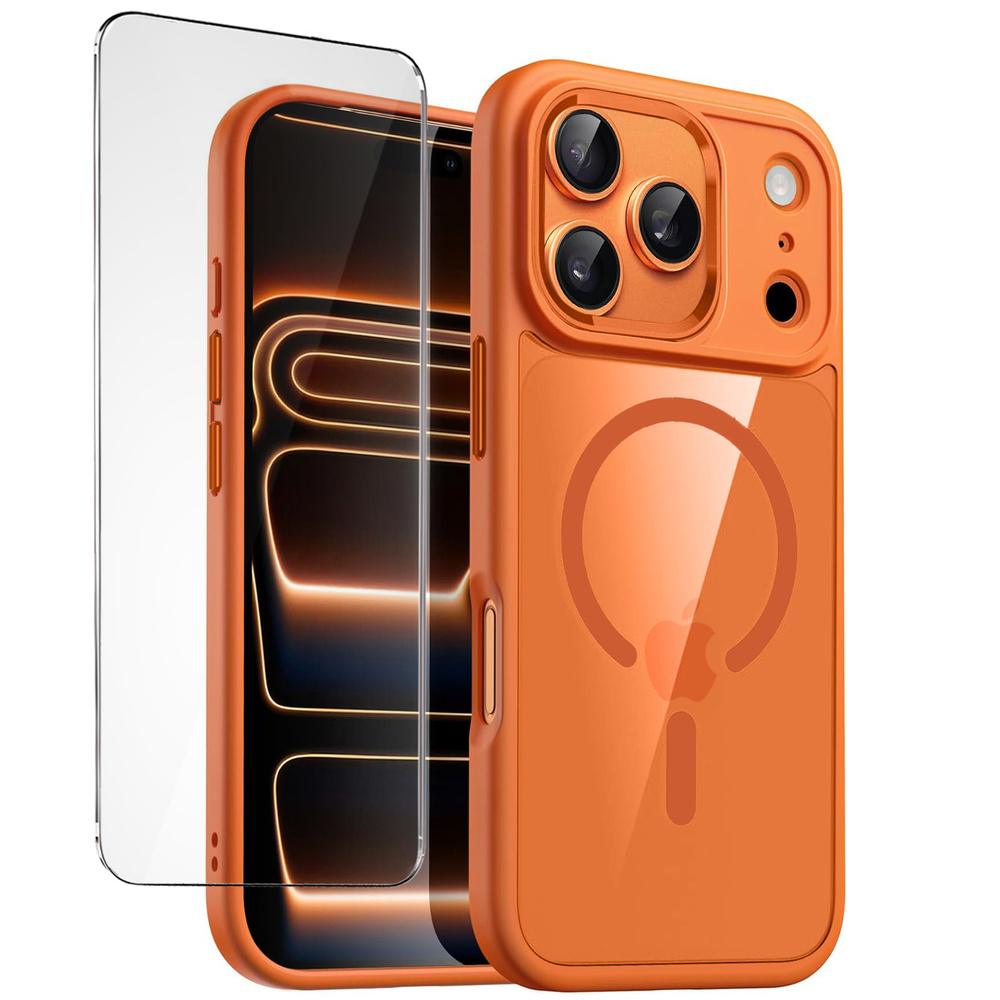 Schutzhüllenset Für Iphone 17 Pro Max, Mit Magsafe, Orange + Glas