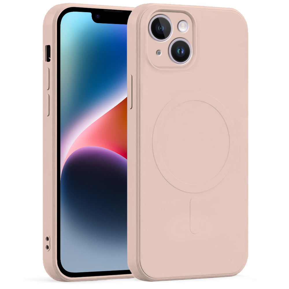 Silikon-magnet-schutzhüllen-set Für Iphone 14 Plus, Pink + Glas