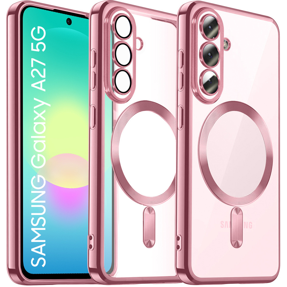 Transparente Hülle Für Samsung Galaxy A27 5g, Electro Magsafe, Rosa Rahmen