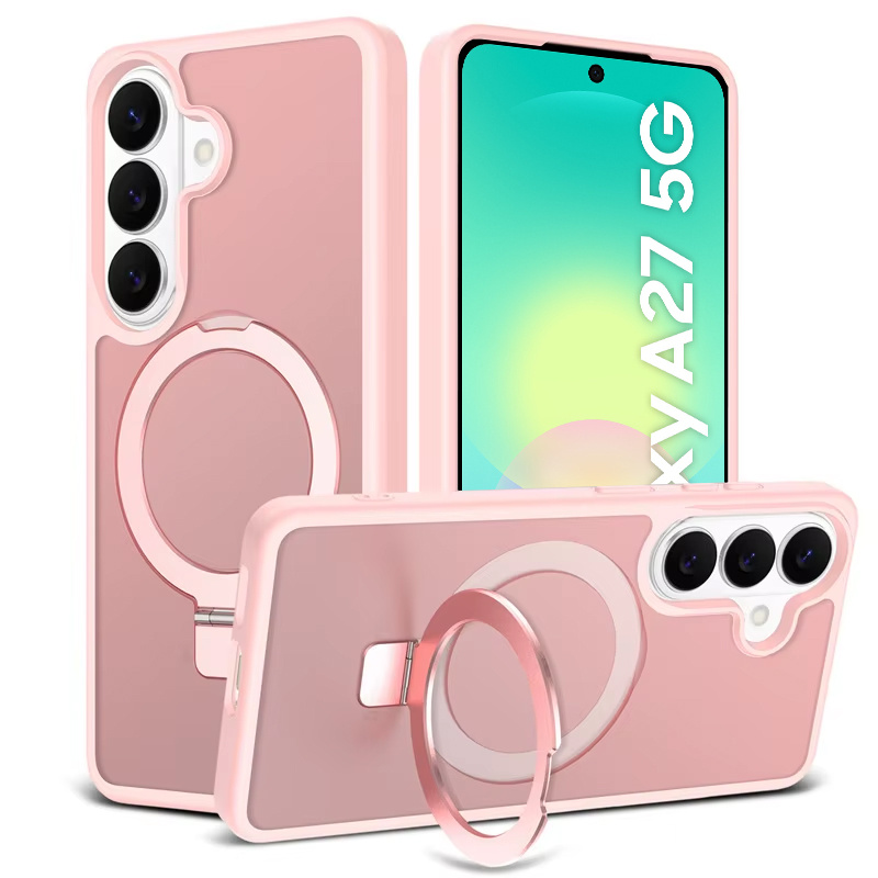 Rauchgraue Schutzhülle Für Samsung Galaxy A27 5g, Matte Hülle Mit Ständer, Magsafe-kompatibel, Pinkfarbener Rahmen